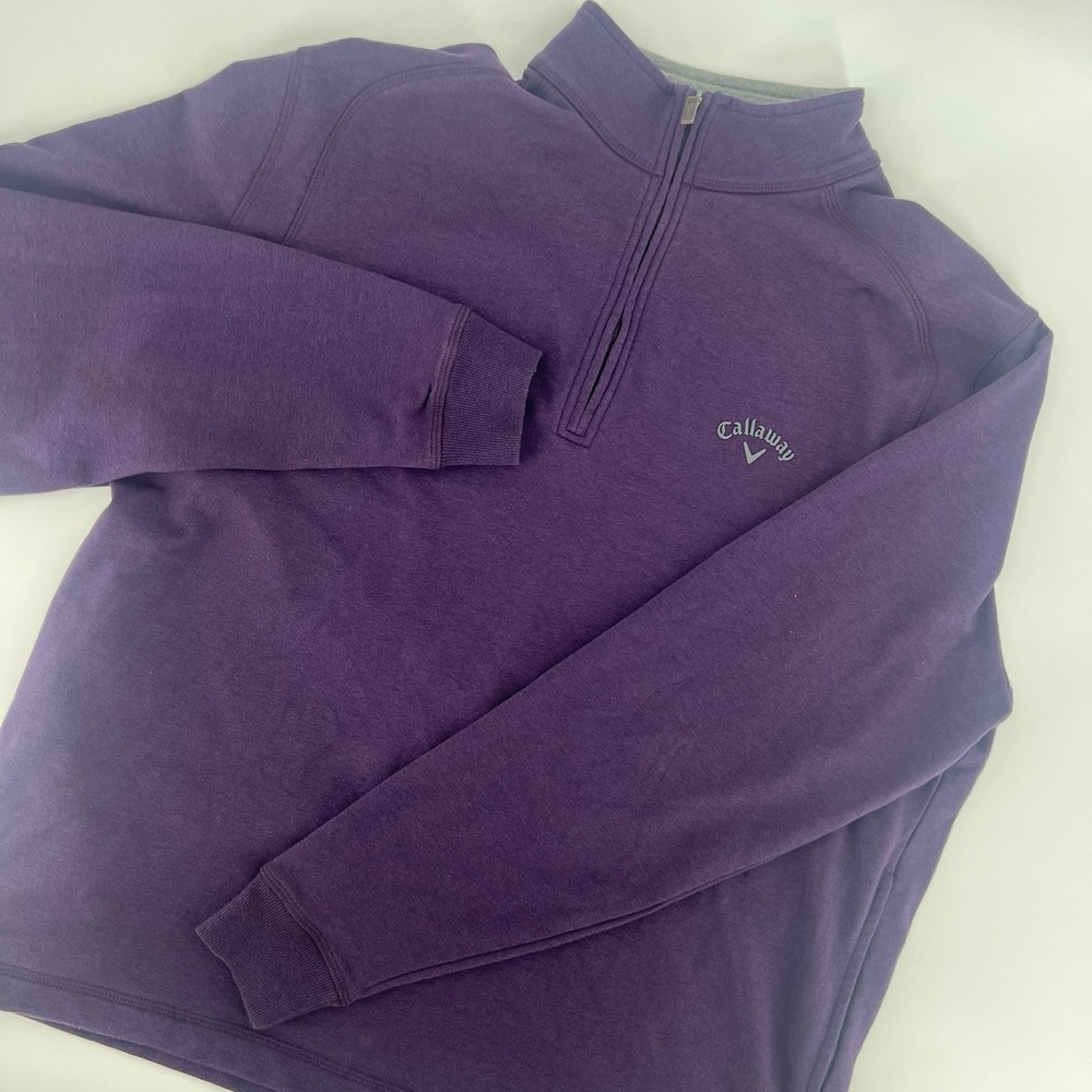 Callaway Pullover Mens Medium 1/4 Zip Long Sleeve Purple Golf Mid Layer